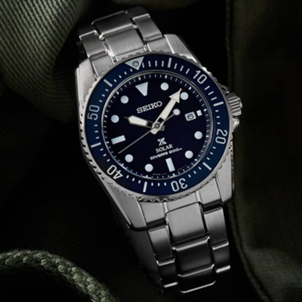 SEIKO PROSPEX Compact Solar Scuba Diver Blue 38.5mm Mens Watch - Image 2