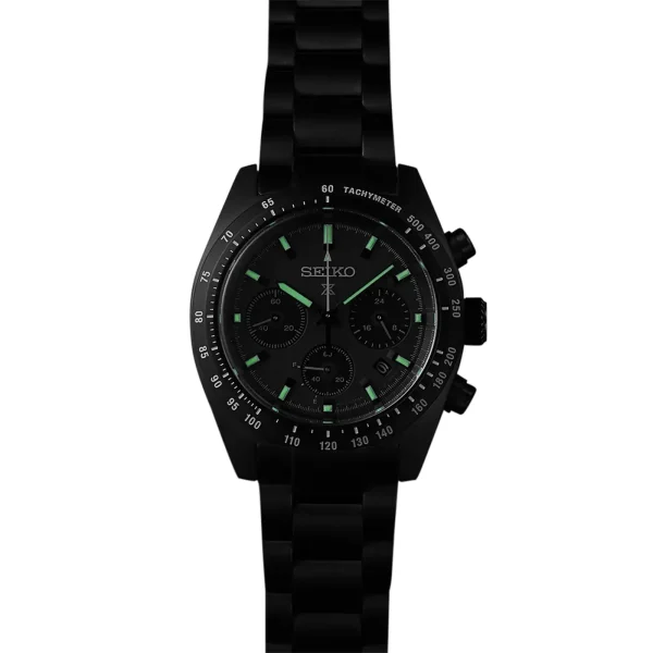 Seiko Prospex Black Series 'Night Speedtimer' Solar Chronograph 39mm Mens Watch - Image 3