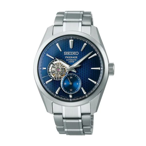 Seiko Presage 'Ao' Sharp-Edged Open Heart 40mm Mens Watch Blue