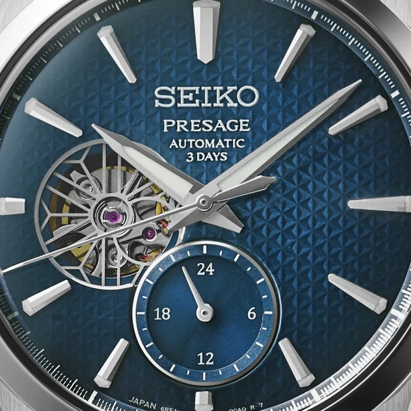 Seiko Presage 'Ao' Sharp-Edged Open Heart 40mm Mens Watch Blue - Image 2