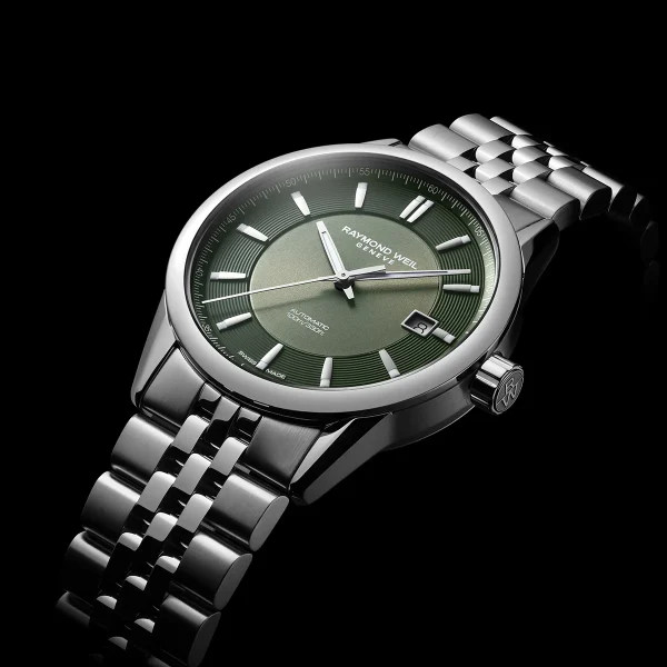 Raymond Weil Freelancer Automatic Olive Green Dial Stainless Steel Bracelet Watch, 38 mm - Image 4