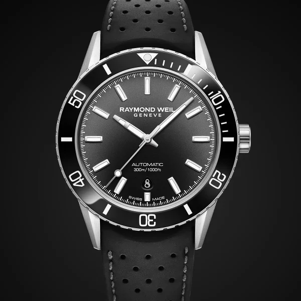 RAYMOND WEIL Freelancer Diver Black Dial & Rubber Strap, Stainless Steel Watch, 42,5 mm - Image 4