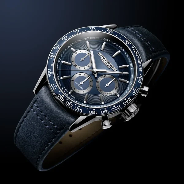 RAYMOND WEIL Freelancer Men's Automatic Chronograph Blue Leather Watch, 43.5mm - Image 4