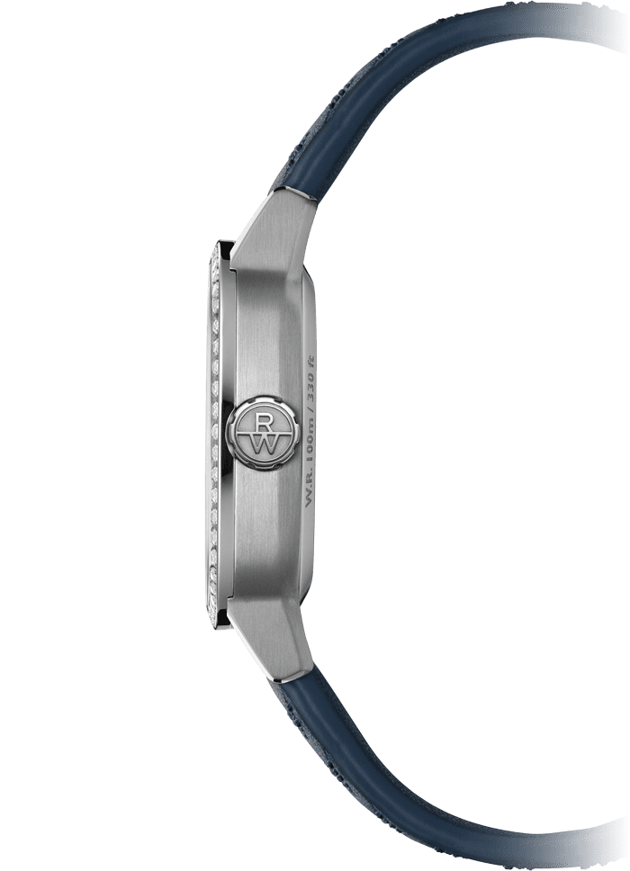 Raymond Weil 2490-SCS-50051 Freelancer Ladies Automatic Blue Dial Leather Watch, 34.5 x 34.5 mm Blue Leather Strap, Gradient Blue Dial, Laboratory-Grown Diamonds