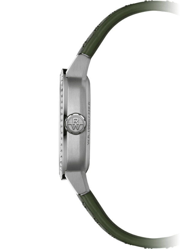 Raymond Weil 2490-SCS-52051 Freelancer Ladies Automatic Green Dial Leather Watch, 34.5 x 34.5 mm Green Leather Strap, Green Dial, Laboratory-Grown Diamonds