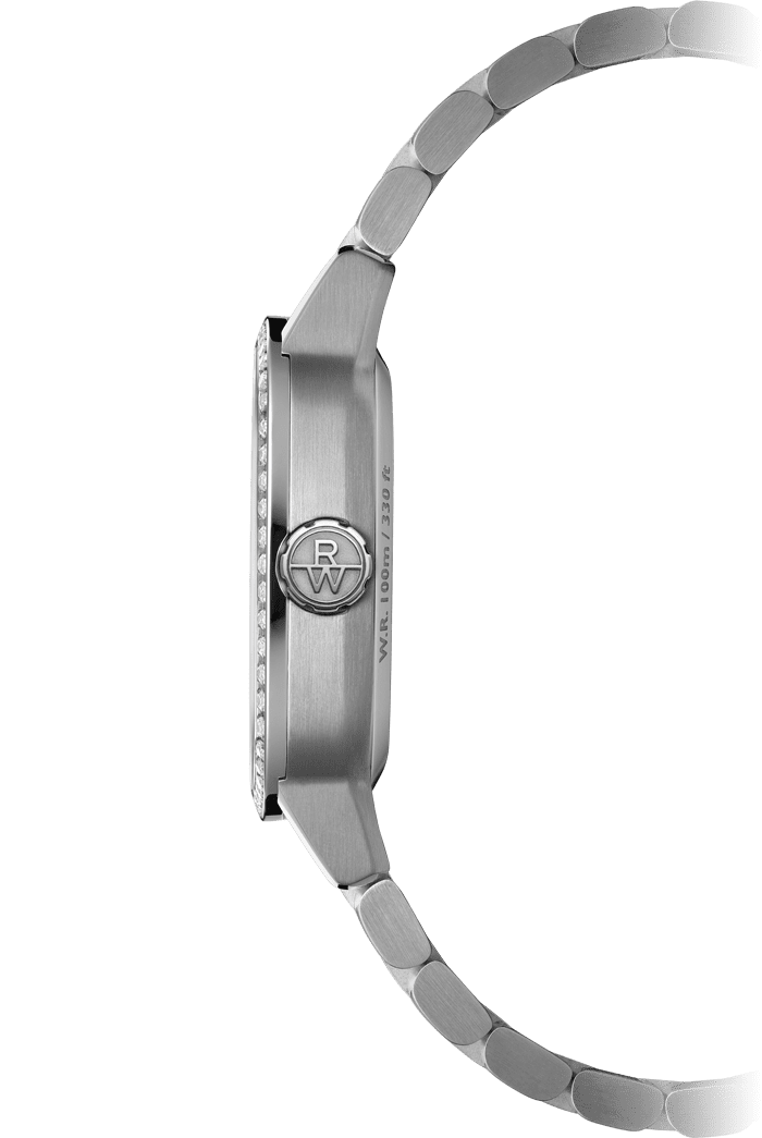 Raymond Weil 2490-STS-52051 Freelancer Ladies Automatic Green Dial Bracelet Watch, 34.5 x 34.5 mm Stainless Steel Bracelet, Gradient Green Dial, Laboratory-Grown Diamonds