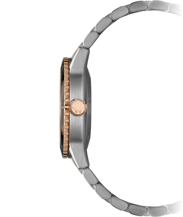 Raymond Weil 2755-S51-97001 Freelancer Diver Rose Gold PVD Two-Tone Bracelet Watch, 36mm Mother-of-Pearl Dial, Stainless Steel with Rose Gold PVD Plating, Two-Tone Bracelet, Indexes