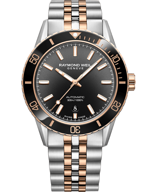 Raymond Weil Freelancer Diver Men's Two-Tone Gradient Black Dial Bracelet Watch, 42,5 mm