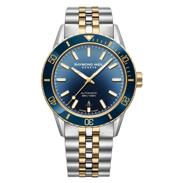 Raymond Weil Freelancer Diver Men's Two-Tone Gradient Blue Dial Bracelet Watch, 42,5 mm - Image 5