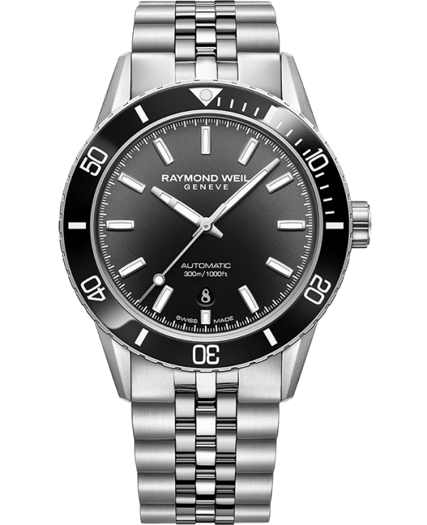 Raymond Weil Freelancer Diver Men's Stainless Steel Gradient Black Dial Bracelet Watch, 42,5 mm