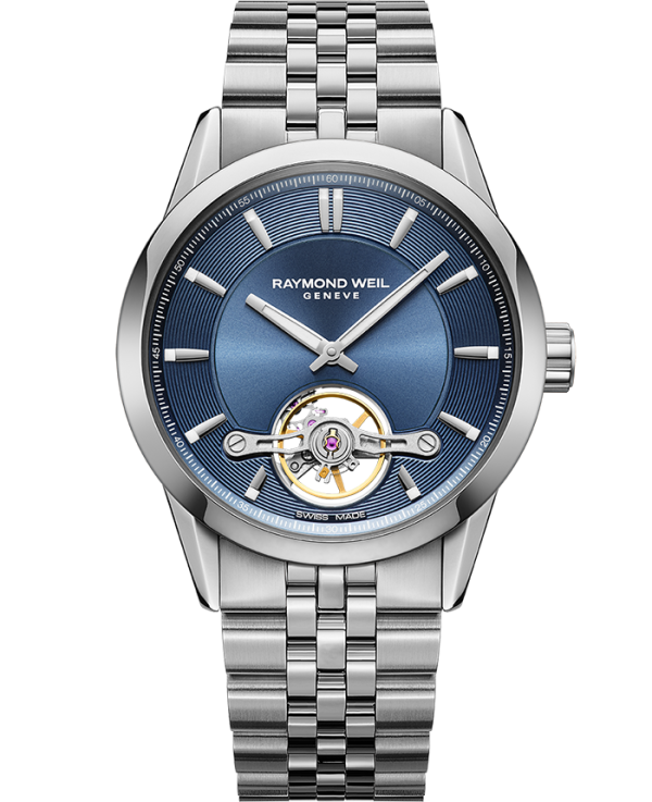 Raymond Weil 2781-st-50051 Freelancer Calibre RW1212 Men's Automatic Blue Steel Watch, 42.5mm Stainless Steel Bracelet, Blue Dial, Visible Balance Wheel