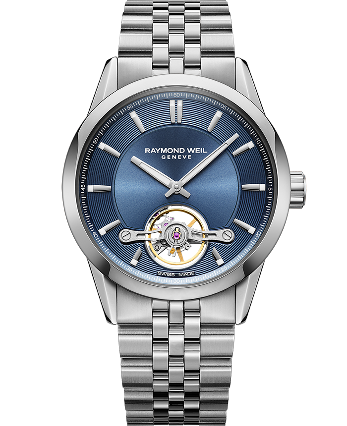 Raymond Weil 2781-st-50051 Freelancer Calibre RW1212 Men's Automatic Blue Steel Watch, 42.5mm Stainless Steel Bracelet, Blue Dial, Visible Balance Wheel