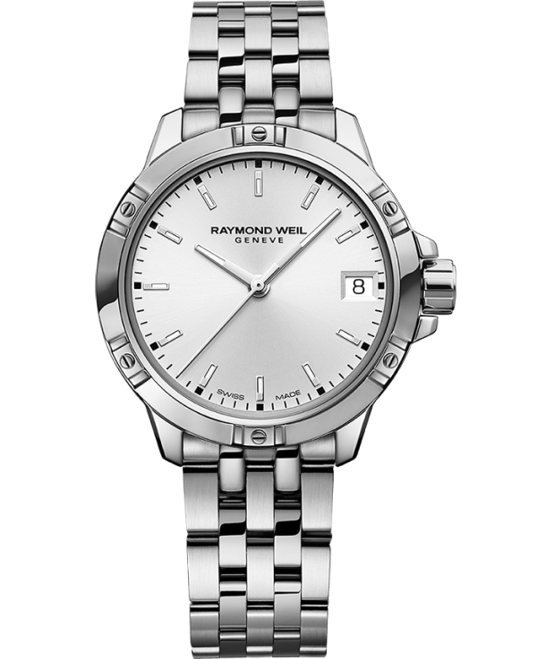 Raymond Weil Watch 5960-ST-30041 Tango Classic Ladies Quartz White Dial Steel Date Watch, 30mm Stainless Steel Bracelet, Sunrayed White Dial, Indexes, Date, Stainless Steel Case