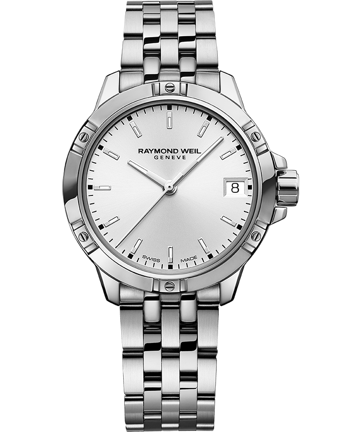 Raymond Weil Watch 5960-ST-30041 Tango Classic Ladies Quartz White Dial Steel Date Watch, 30mm Stainless Steel Bracelet, Sunrayed White Dial, Indexes, Date, Stainless Steel Case