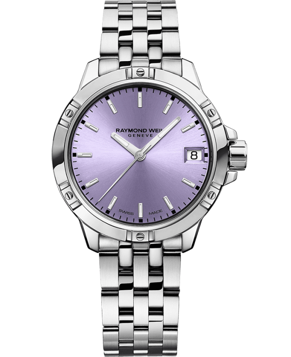 Raymond Weil 5960-ST-46001 Tango Classic Ladies Quartz Lavender Dial Steel Date Watch, 30 mm Stainless Steel Bracelet, Lavender Dial, Indexes, Stainless Steel Case