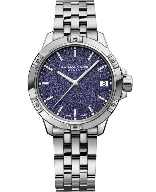 Raymond Weil 5960-ST-50161 Tango Classic Ladies Quartz Aubergine Purple Frosted Dial Steel Date Watch, 30mm Stainless Steel Bracelet, Aubergine Purple Frosted Dial, Indexes, Date, Stainless Steel Case