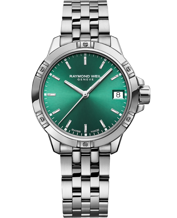 Raymond Weil Tango Classic Ladies Quartz Green Dial Steel Date Watch, 30mm