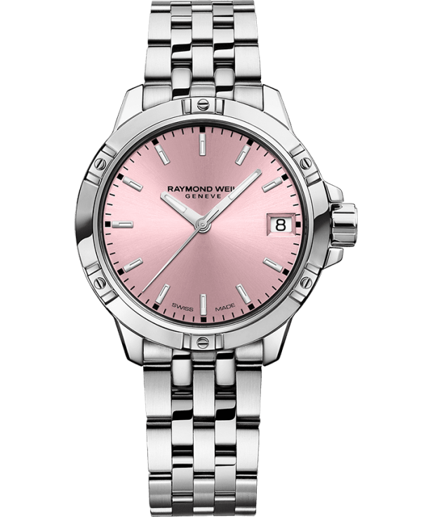 Raymond Weil 5960-ST-80001 Tango Classic Ladies Quartz Pink Dial Steel Date Watch, 30mm Stainless Steel Bracelet, Pink Dial, Indexes, Stainless Steel Case