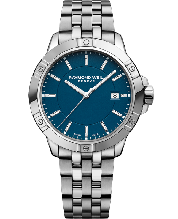 Raymond Weil 8160-ST-50041 Tango Classic Men's Quartz Blue Dial Bracelet Watch, 41mm Stainless Steel Bracelet, Blue Dial, Indexes, Date, Stainless Steel Case