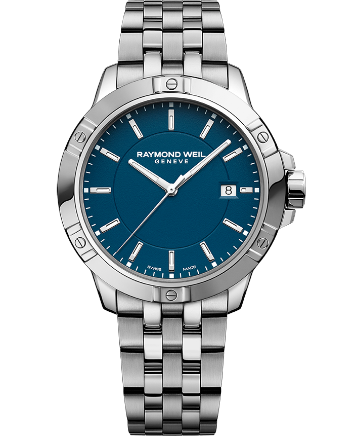 Raymond Weil 8160-ST-50041 Tango Classic Men's Quartz Blue Dial Bracelet Watch, 41mm Stainless Steel Bracelet, Blue Dial, Indexes, Date, Stainless Steel Case