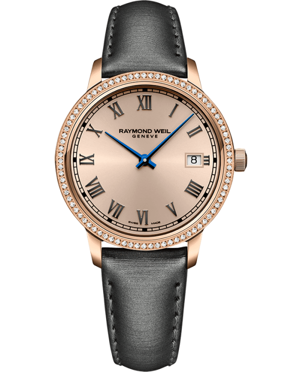 Raymond Weil Toccata Ladies 80 Diamonds Grey Satin Quartz Watch, 34 mm