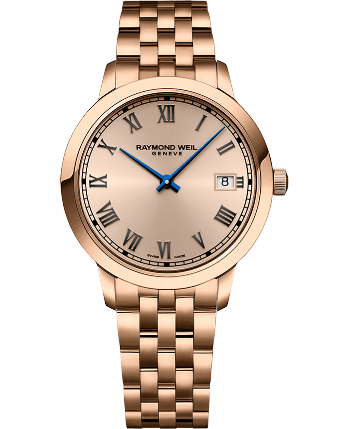 Raymond Weil 5385-P5-00859 Toccata Ladies Rose Gold PVD Quartz Watch, 34 mm Stainless Steel With Rose Gold PVD Plated Case, Rosé Colour Dial, Applied Roman Numeral Indexes, Railway-Track Chapter Ring