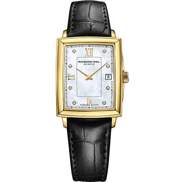 Raymond Weil Toccata Ladies Gold Diamond Quartz Leather Watch, 22.6 x 28.1 mm