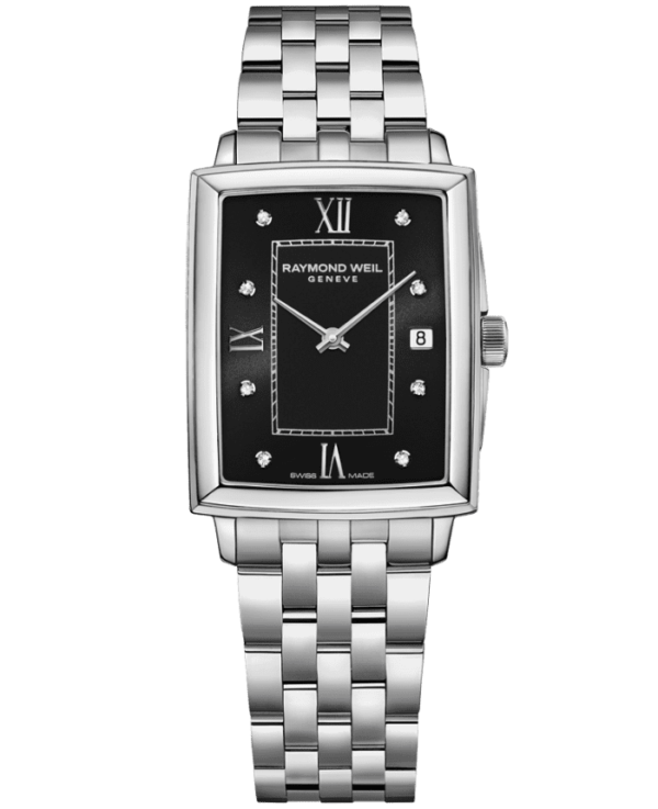 Raymond Weil Toccata Ladies Black Dial Diamond Bracelet Watch, 22.6 x 28.1 mm
