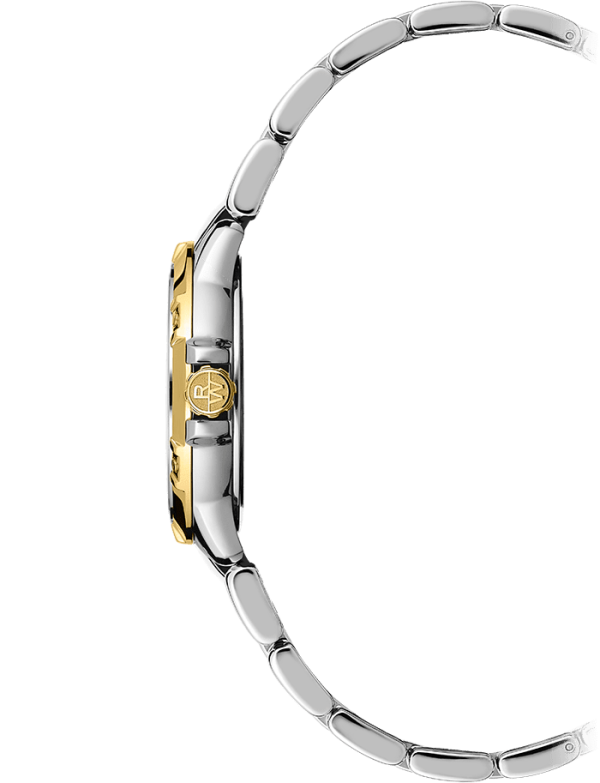 Raymond Weil 5960-STP-00995 Tango Classic Ladies Quartz Gold Two-Tone Stainless Steel Diamond Watch, 30mm Stainless Steel Bracelet, Mother-of-pearl Dial, Roman Numerals, 8 Diamonds, Yellow Gold PVD