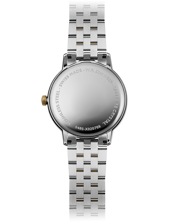 Raymond Weil 5485-STP-00359 Toccata Men's Classic Two-Tone Gold PVD Quartz Watch, 39 mm Stainless Steel Two-Tone Bracelet, Stainless Steel With Yellow Gold PVD Plated Case, White Dial, Applied Roman Numeral Indexes, Railway-Track Chapter Ring