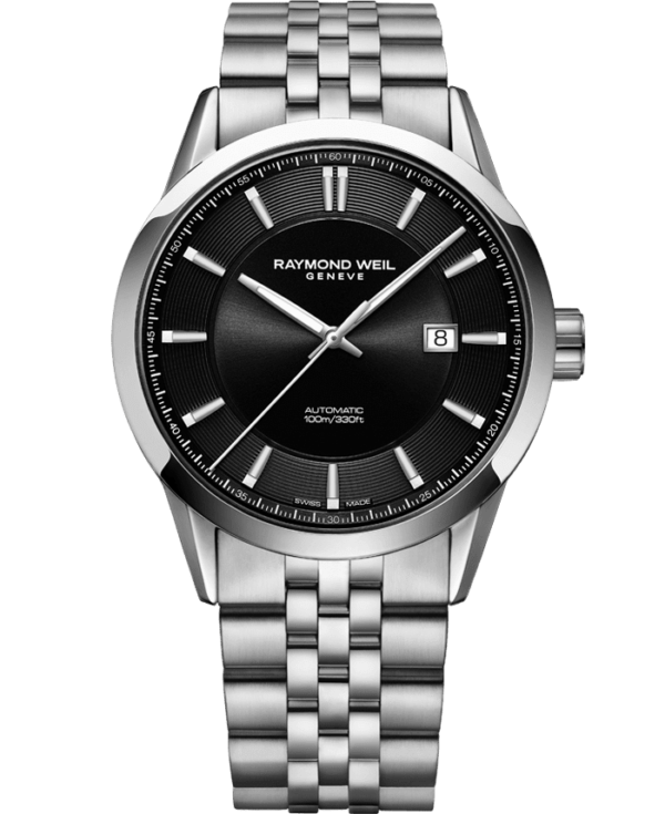 Raymond Weil Freelancer Men's Automatic Black Dial Stainless Steel Bracelet Watch, 42mm