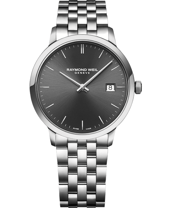 Raymond Weil 5485-ST-60001 Toccata Men's Classic Steel Grey Dial Quartz Watch, 39mm stainless steel, grey dial, silver indexes