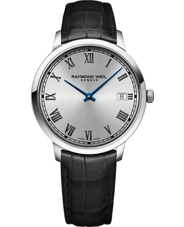 RAYMOND WEIL Toccata Men's Classic Silver Dial Leather Quartz Watch, 42 mm