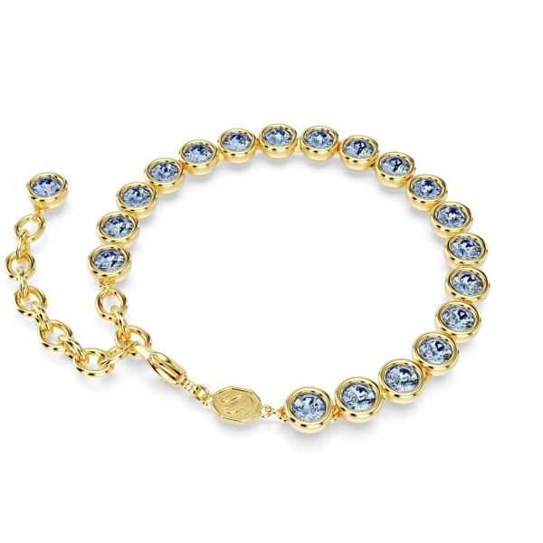 Swarovski Imber Tennis bracelet, Round cut, Blue, Gold-tone plated - Image 4