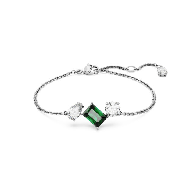 Swarovski Mesmera bracelet, Mixed cuts, Green, Rhodium plated