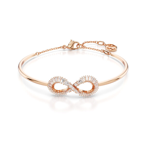 Swarovski Hyperbola bangle, Infinity, White, Rose gold-tone plated