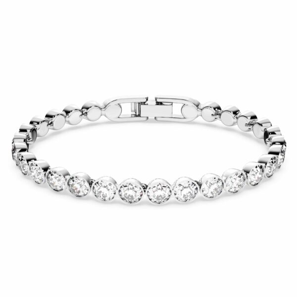 Swarovski Imber Tennis Bracelet, Round Cut, White, Rhodium plated