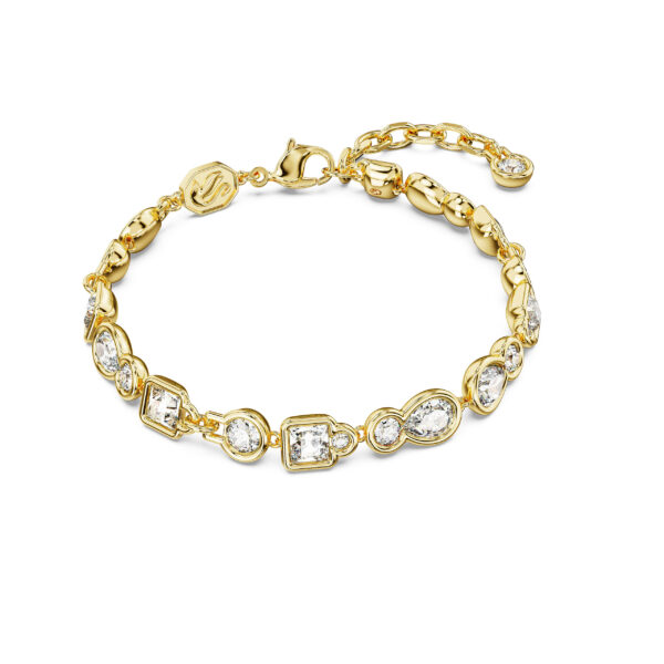 Swarovski Imber Tennis bracelet, Mixed cuts, White, Gold-tone plated