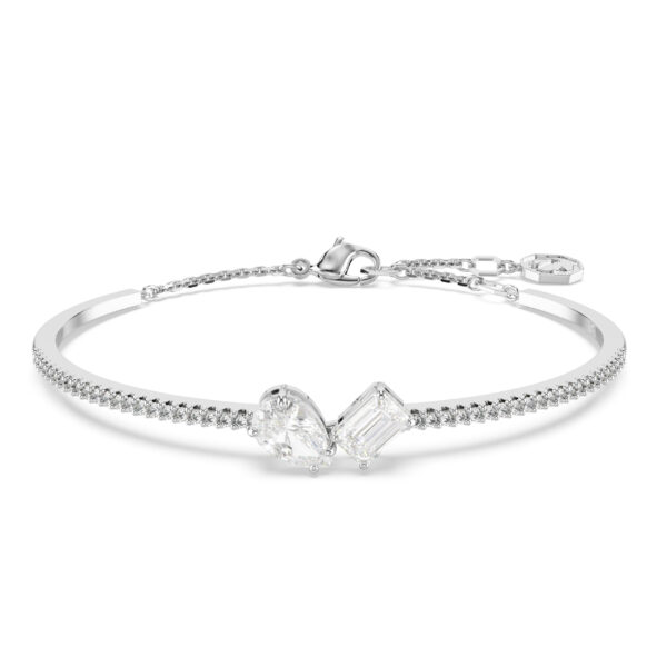 Swarovski Mesmera bangle, Mixed cuts, White, Rhodium plated