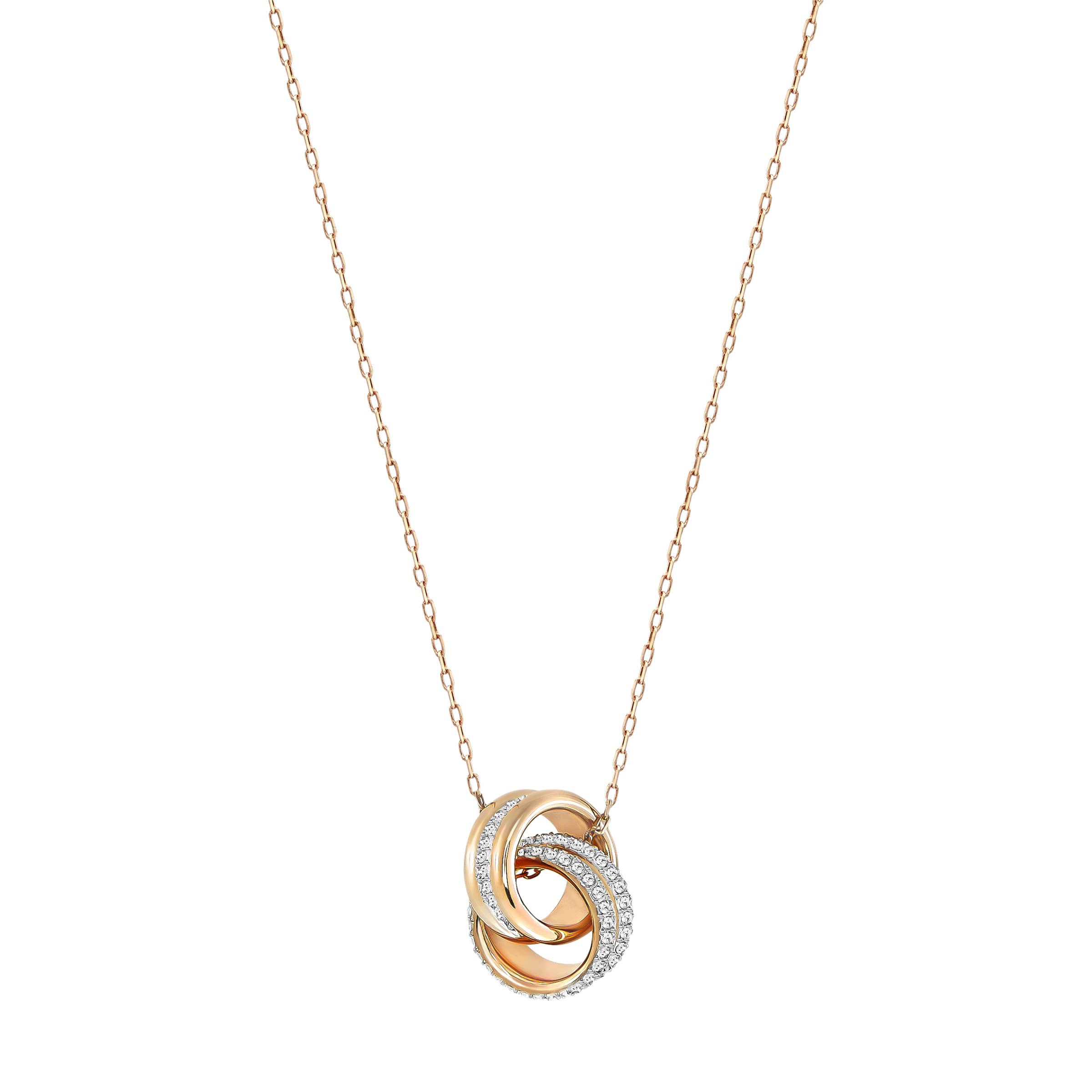 Swarovsk 5240525 Hyperbola Pendant, Pavé, Intertwined Circles, White, Rose Gold-tone Plated