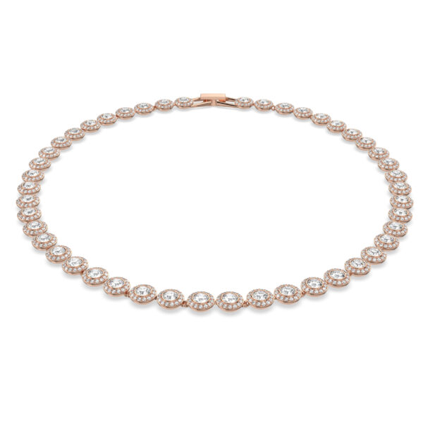 Swarovski Una Angelic Tennis necklace, Round cut, White, Rose gold-tone plated