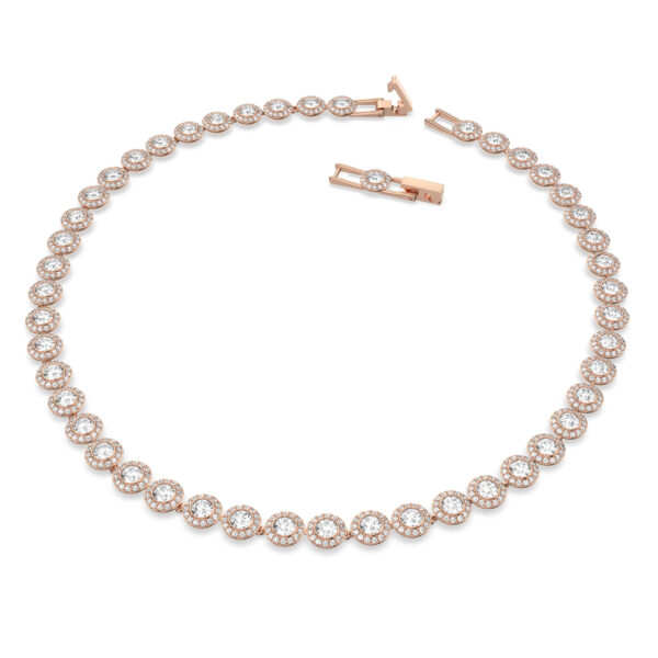 Swarovski Una Angelic Tennis necklace, Round cut, White, Rose gold-tone plated - Image 2