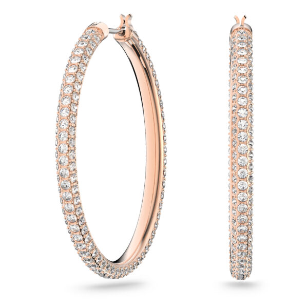 Swarovsk 5383938 Dextera Hoop Earrings, Pavé, Large, White, Rose Gold-tone Plated