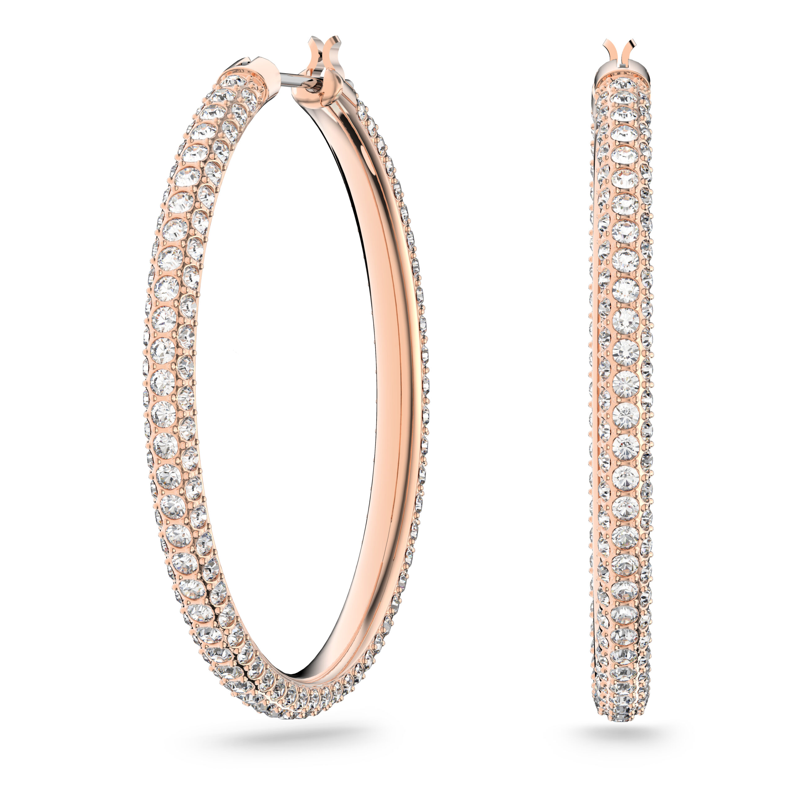 Swarovsk 5383938 Dextera Hoop Earrings, Pavé, Large, White, Rose Gold-tone Plated