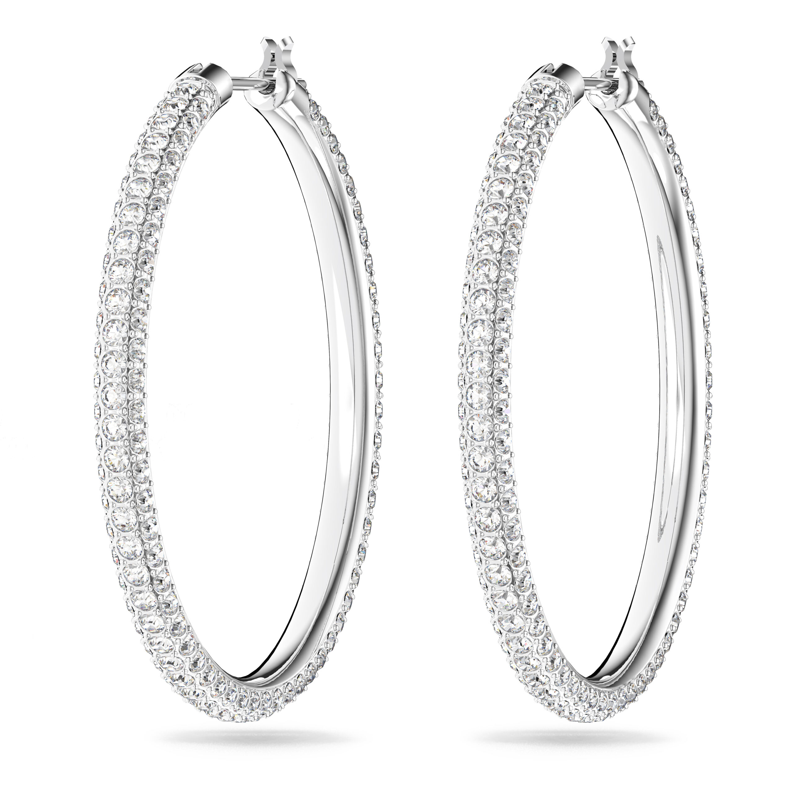 Swarovsk 5389432 Dextera Hoop Earrings, Pavé, Large, White, Rhodium Plated