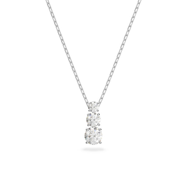 Swarovski Stilla Attract pendant, Round cut, White, Rhodium plated