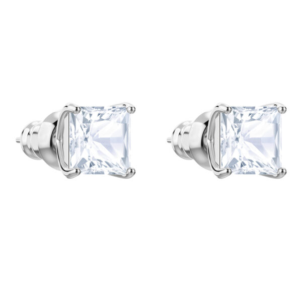 Swarovsk 5430365 Stilla Attract Stud Earrings, Square Cut, White, Rhodium Plated