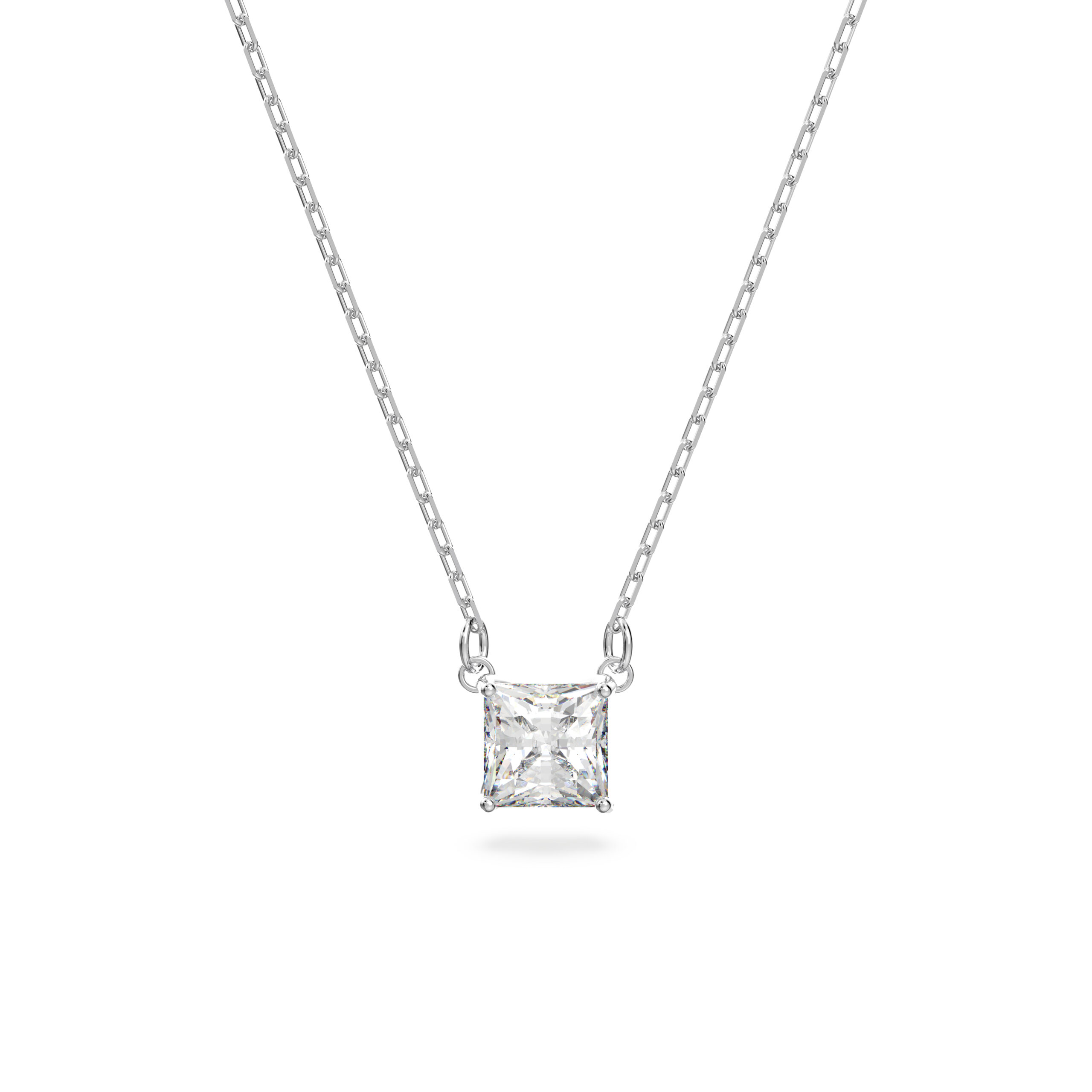 Swarovsk 5510696 Stilla Attract necklace, Square cut, White, Rhodium plated