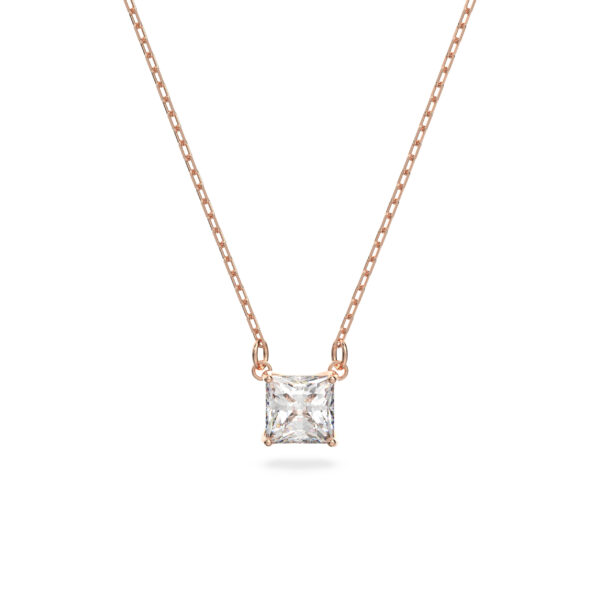 Swarovsk 5510698 Stilla Attract necklace, Square cut, White, Rose gold-tone plated