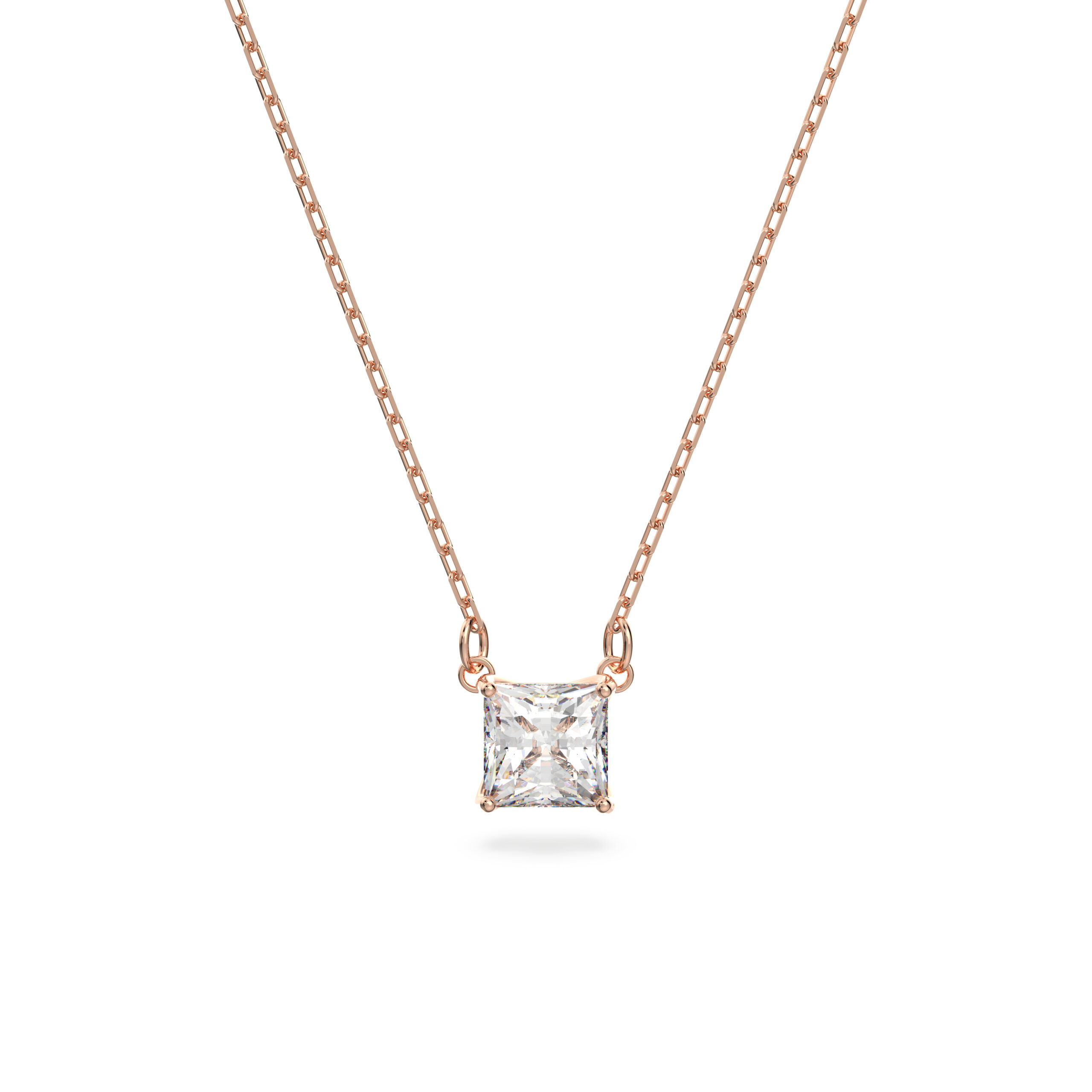 Swarovsk 5510698 Stilla Attract necklace, Square cut, White, Rose gold-tone plated